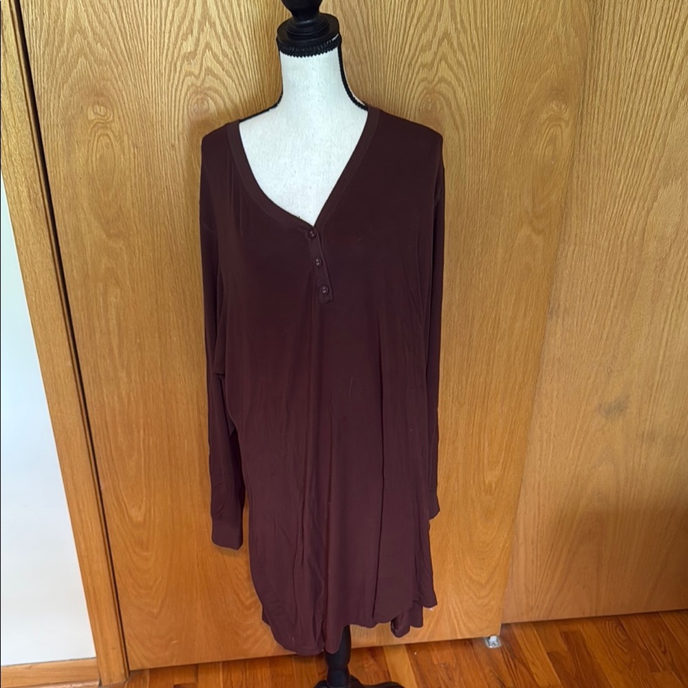 SKIMS Brown Long Sleeve Sleep Nightgown